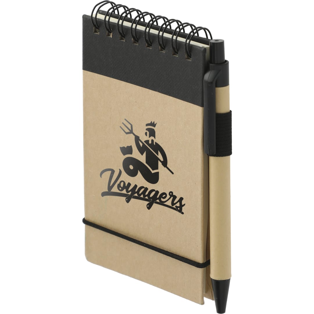 Bullet 5" x 4" Recycled Spiral Jotter with Pen - SM-3429 Black