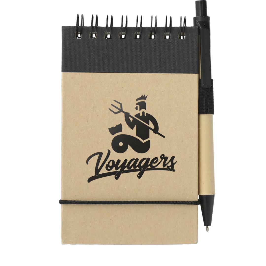 Bullet 5" x 4" Recycled Spiral Jotter with Pen - SM-3429 Black