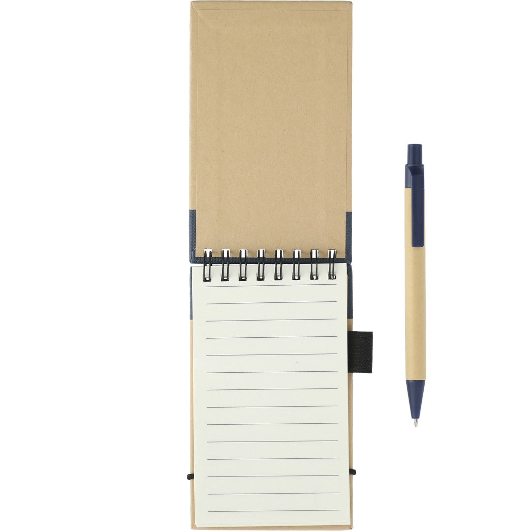 Bullet 5" x 4" Recycled Spiral Jotter with Pen - SM-3429 Blue