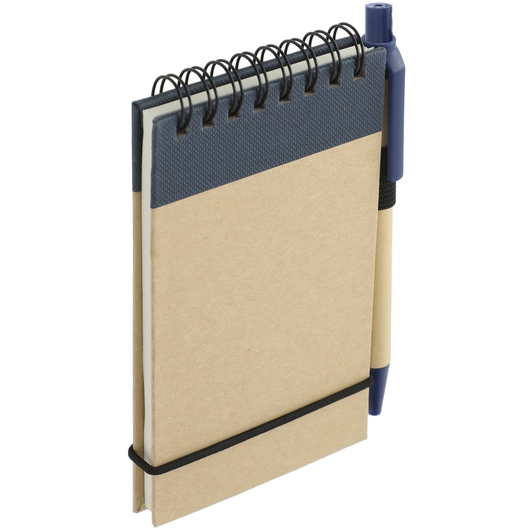 Bullet 5" x 4" Recycled Spiral Jotter with Pen - SM-3429 Blue