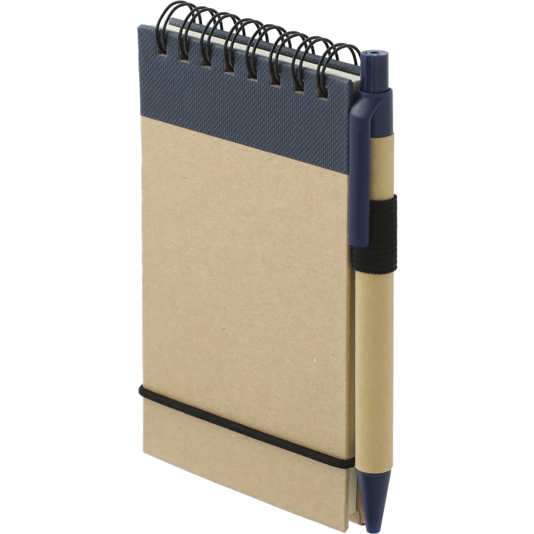 Bullet 5" x 4" Recycled Spiral Jotter with Pen - SM-3429 Blue