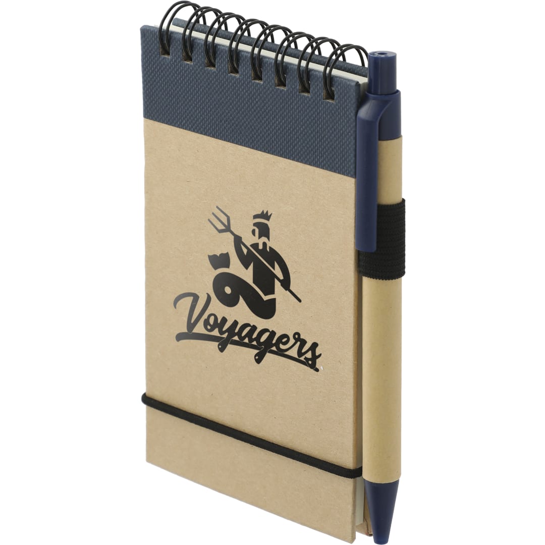 Bullet 5" x 4" Recycled Spiral Jotter with Pen - SM-3429 Blue