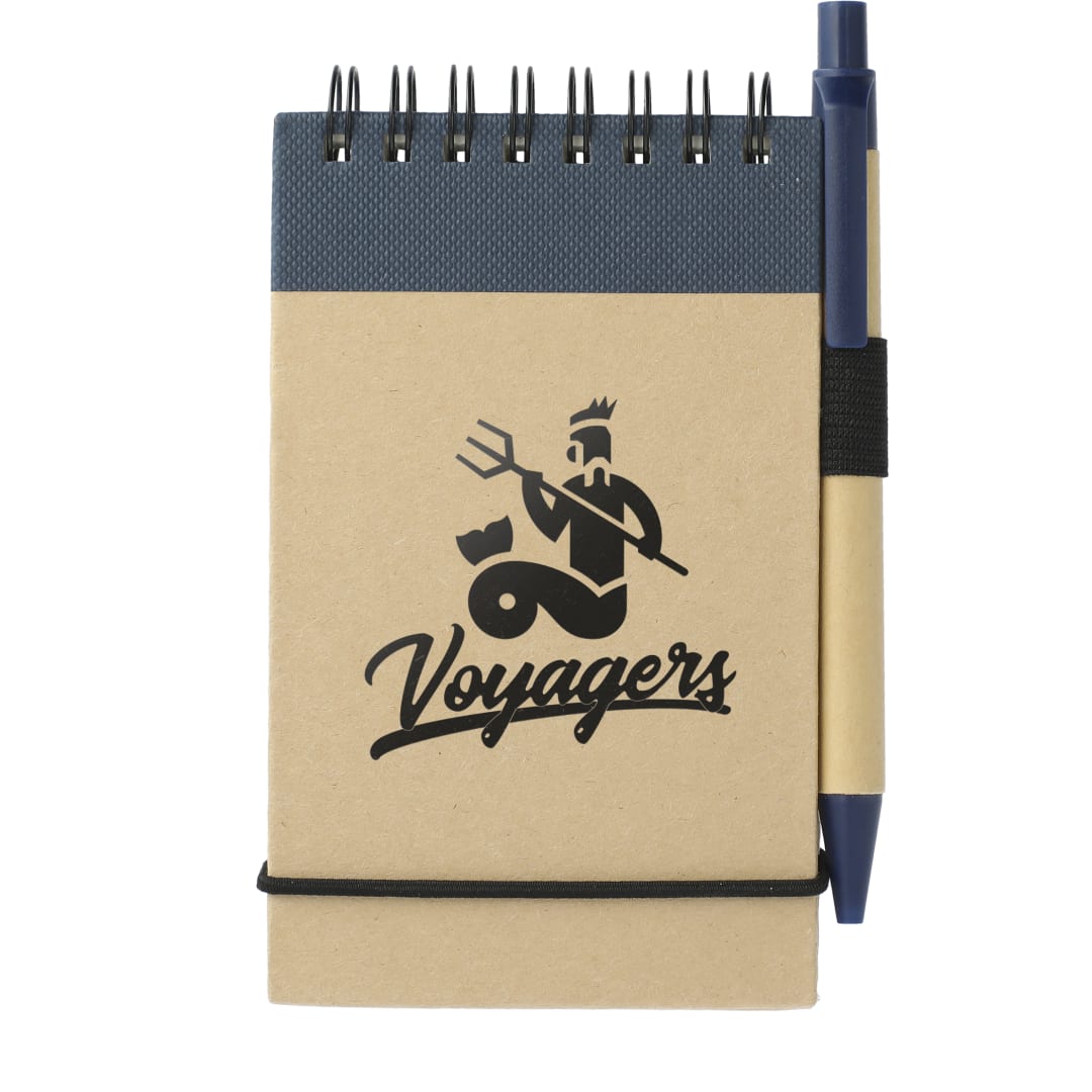 Bullet 5" x 4" Recycled Spiral Jotter with Pen - SM-3429 Blue