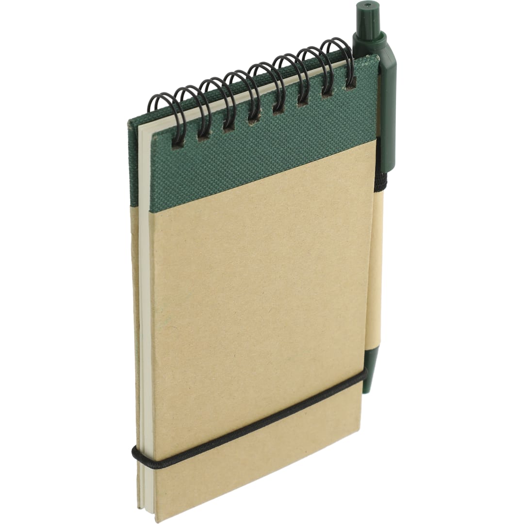 Bullet 5" x 4" Recycled Spiral Jotter with Pen - SM-3429 Green