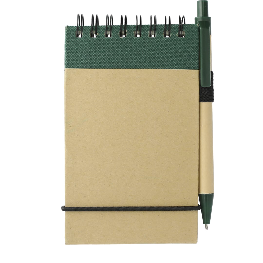 Bullet 5" x 4" Recycled Spiral Jotter with Pen - SM-3429 Green