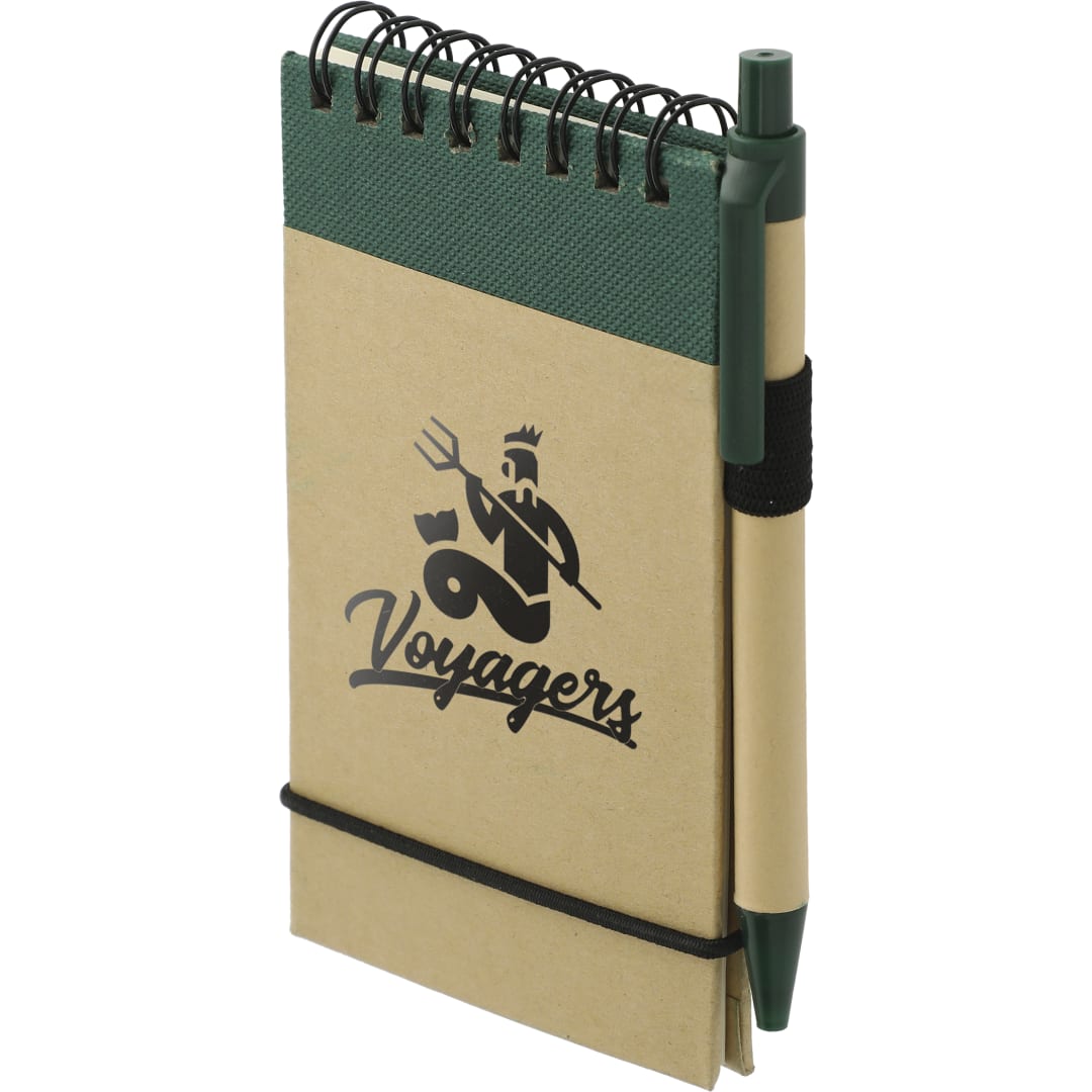 Bullet 5" x 4" Recycled Spiral Jotter with Pen - SM-3429 Green