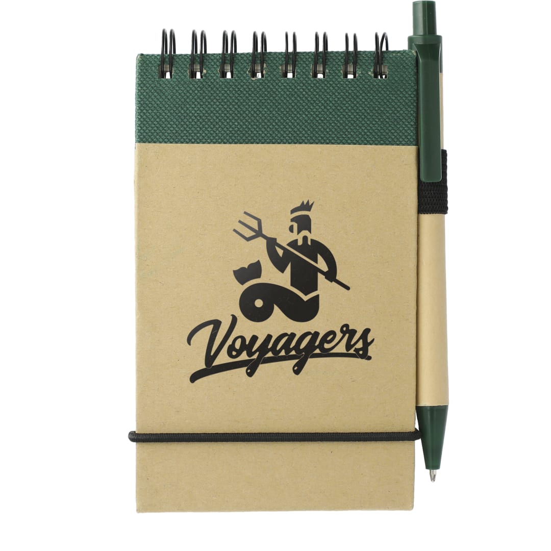 Bullet 5" x 4" Recycled Spiral Jotter with Pen - SM-3429 Green