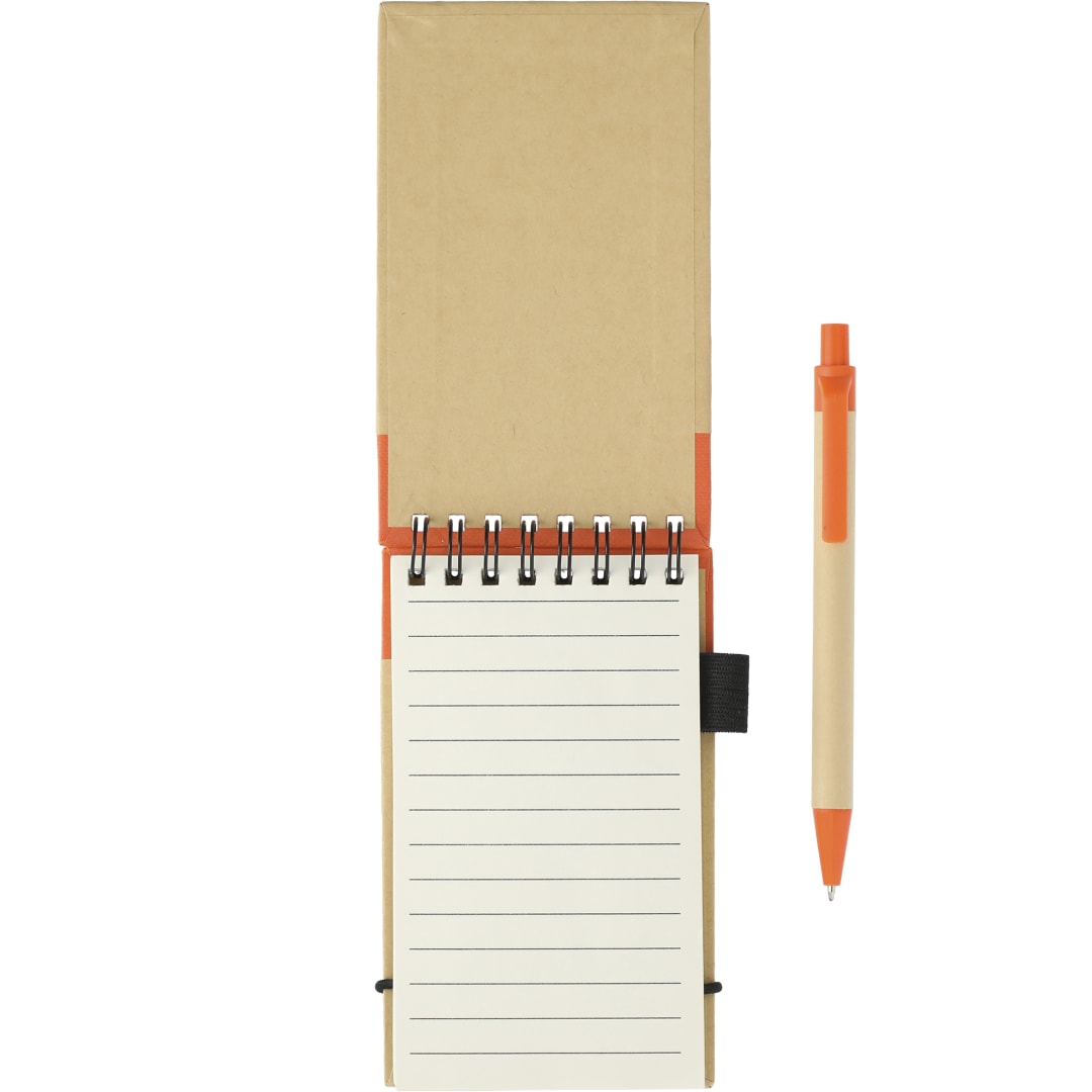 Bullet 5" x 4" Recycled Spiral Jotter with Pen - SM-3429 Orange