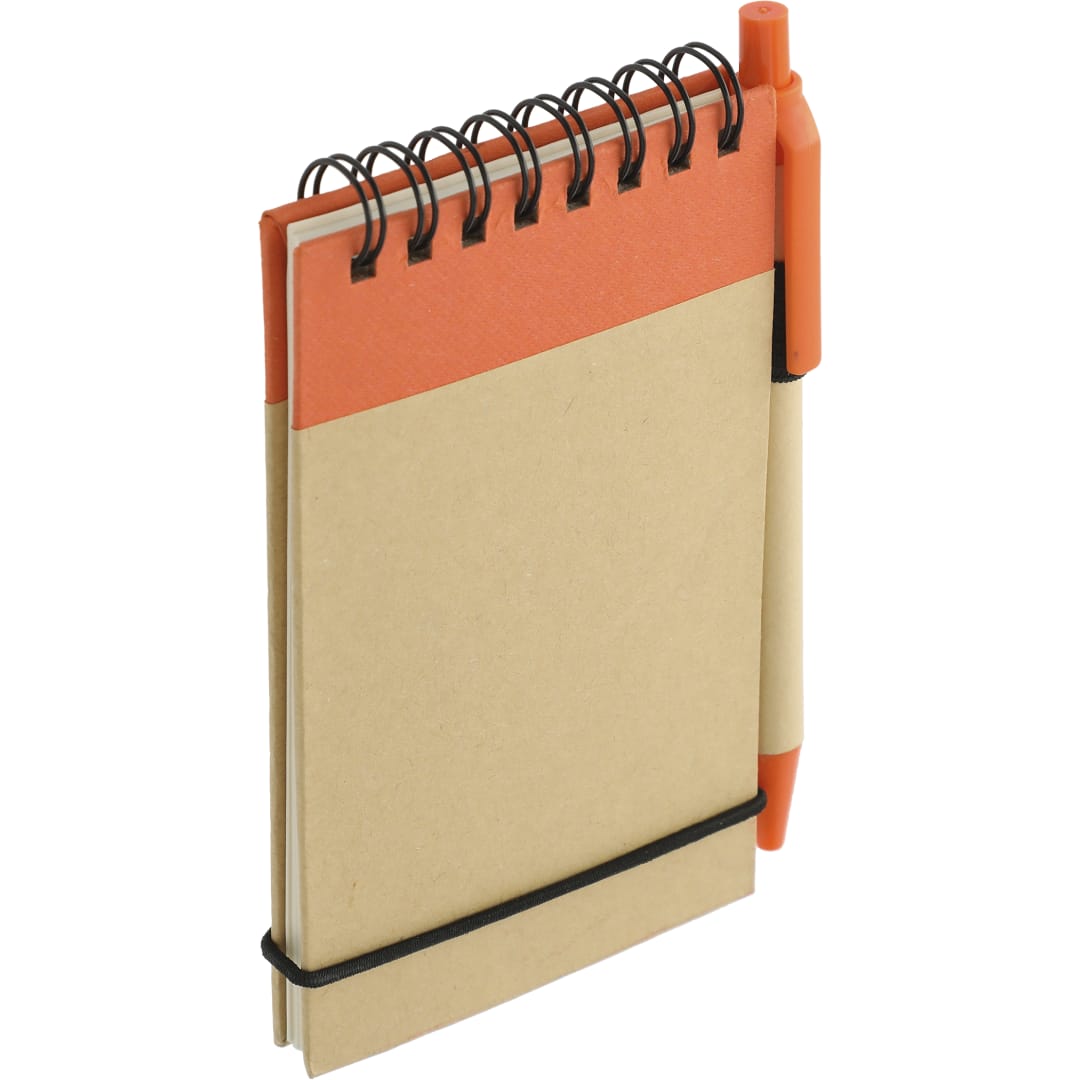 Bullet 5" x 4" Recycled Spiral Jotter with Pen - SM-3429 Orange