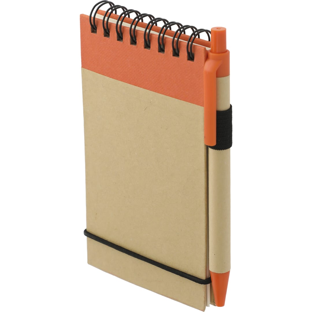 Bullet 5" x 4" Recycled Spiral Jotter with Pen - SM-3429 Orange