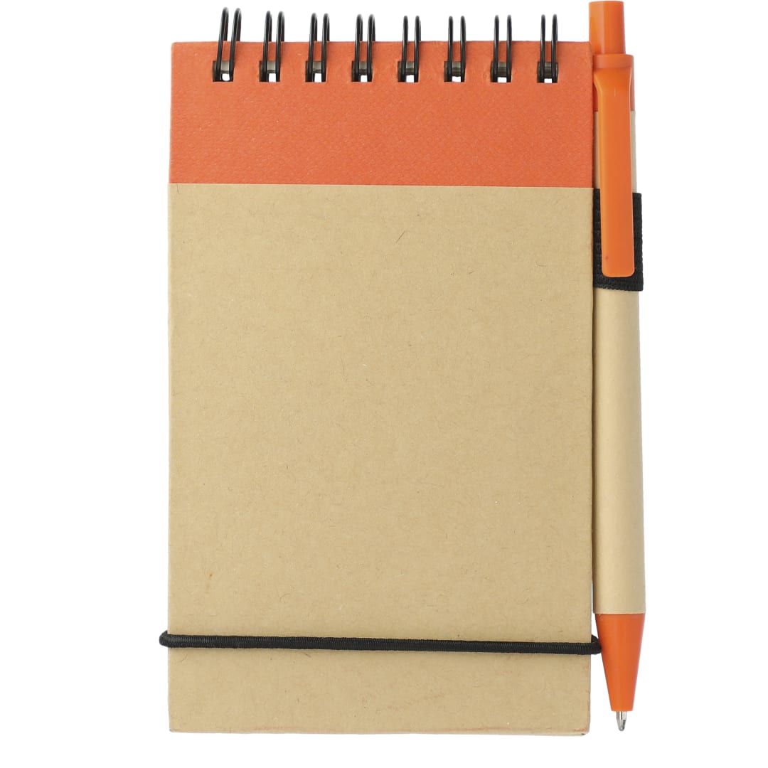 Bullet 5" x 4" Recycled Spiral Jotter with Pen - SM-3429 Orange