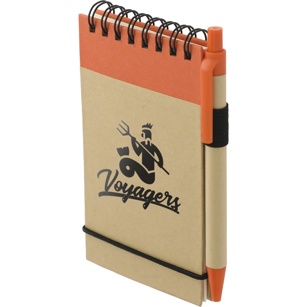 Bullet 5" x 4" Recycled Spiral Jotter with Pen - SM-3429 Orange
