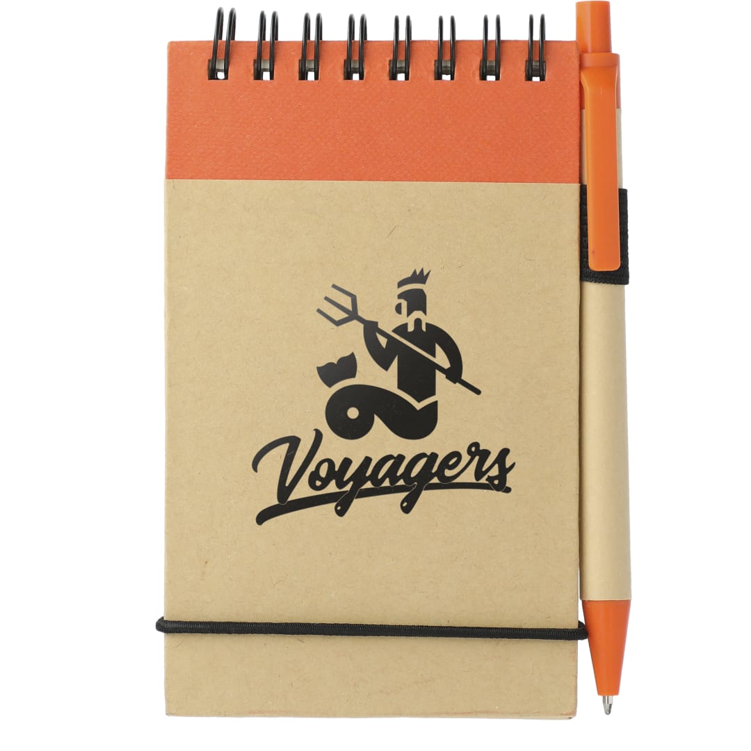 Bullet 5" x 4" Recycled Spiral Jotter with Pen - SM-3429 Orange