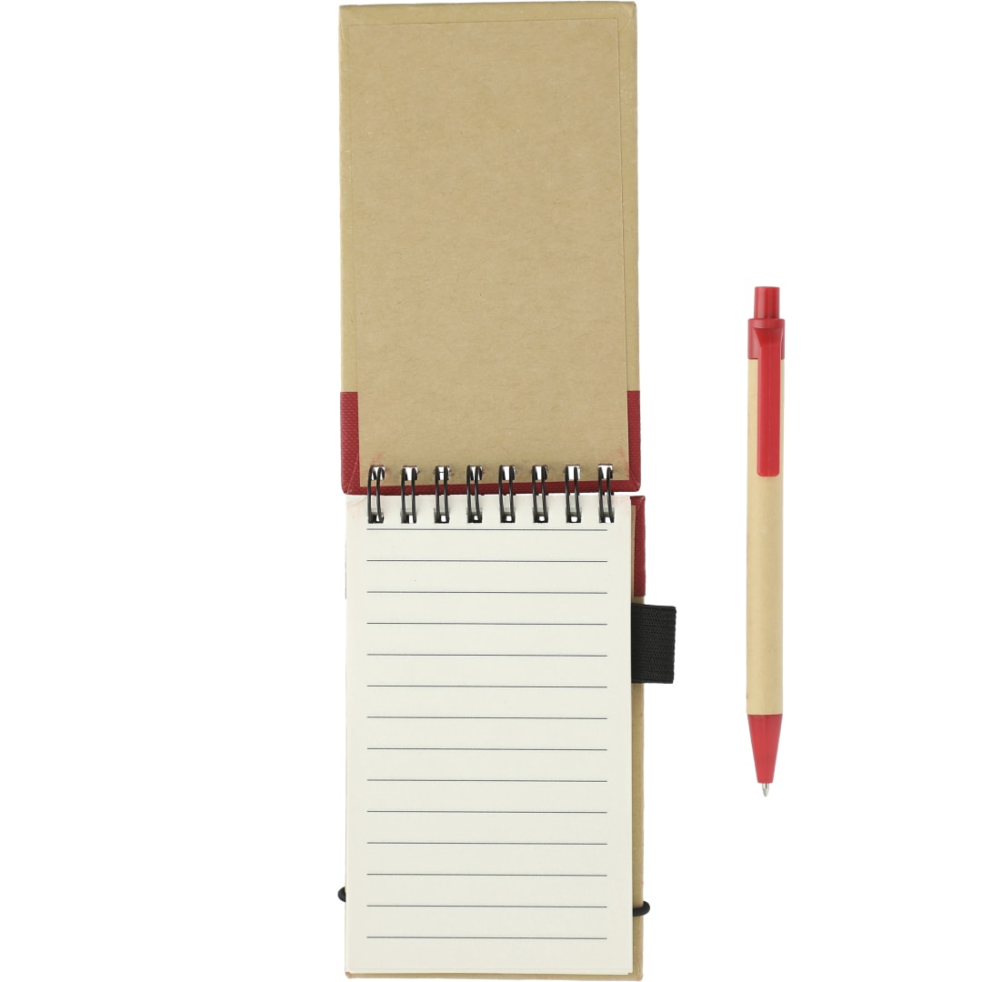 Bullet 5" x 4" Recycled Spiral Jotter with Pen - SM-3429 Natural