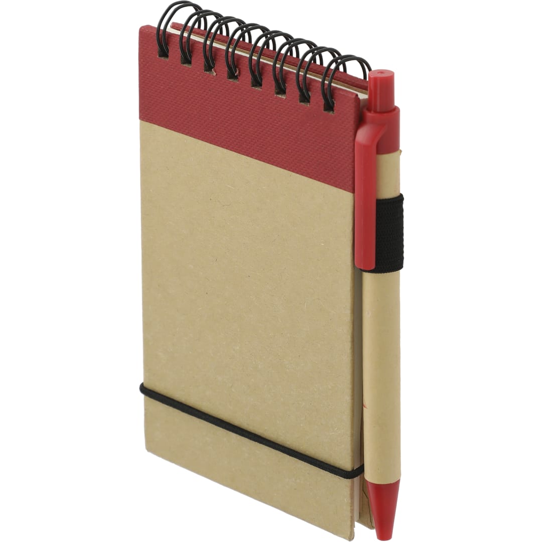 Bullet 5" x 4" Recycled Spiral Jotter with Pen - SM-3429 Natural