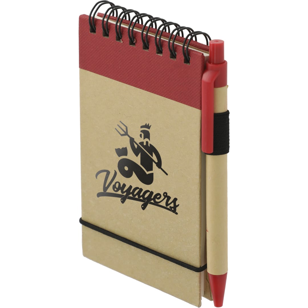 Bullet 5" x 4" Recycled Spiral Jotter with Pen - SM-3429 Natural