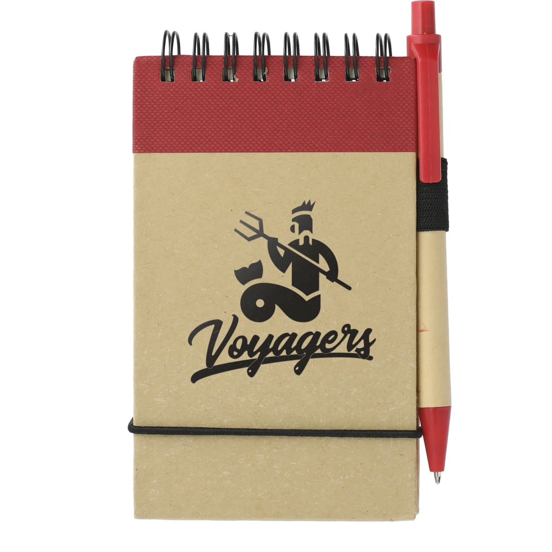 Bullet 5" x 4" Recycled Spiral Jotter with Pen - SM-3429 Natural