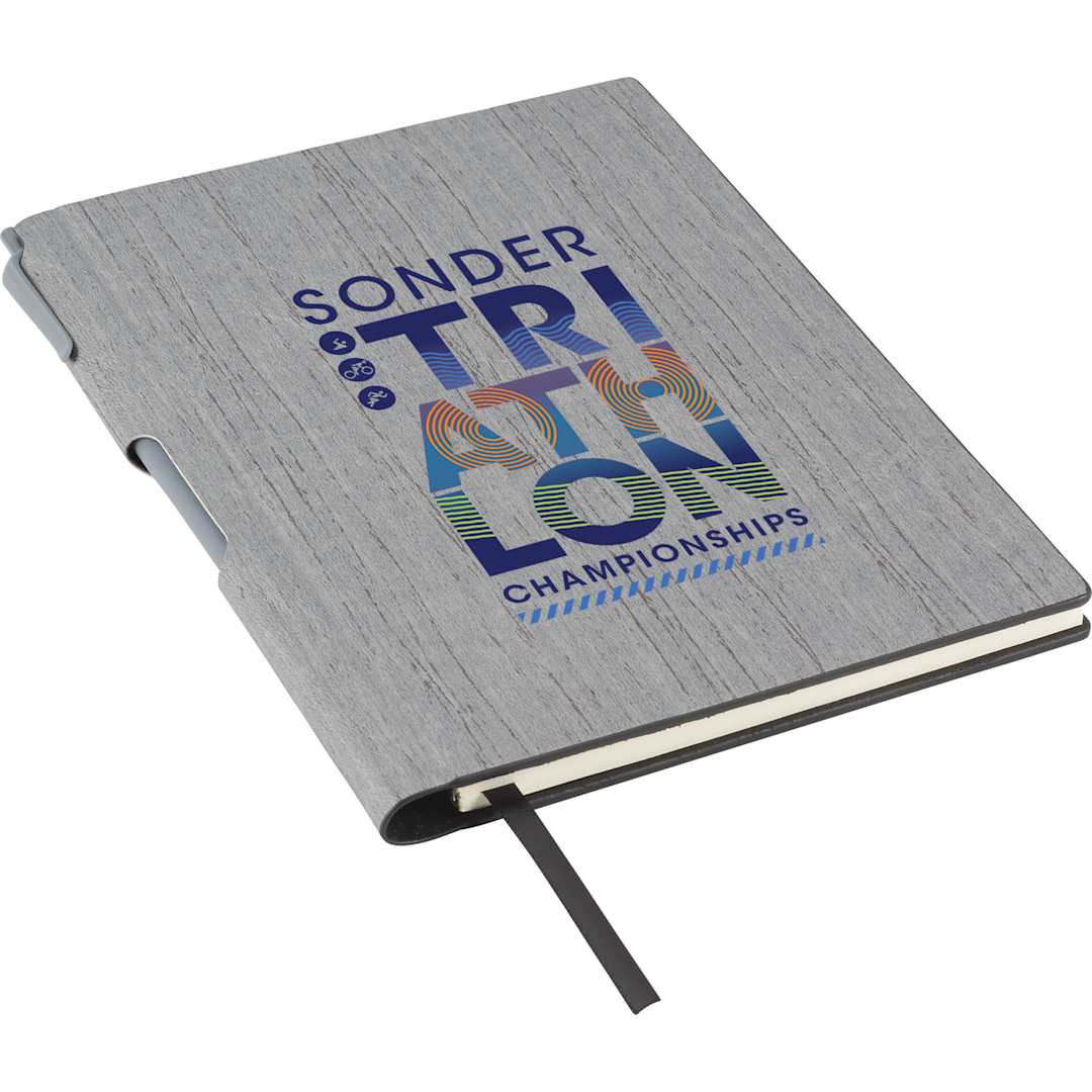 6" x 8.5" Bari Notebook with Pen - SM-3439 Gray