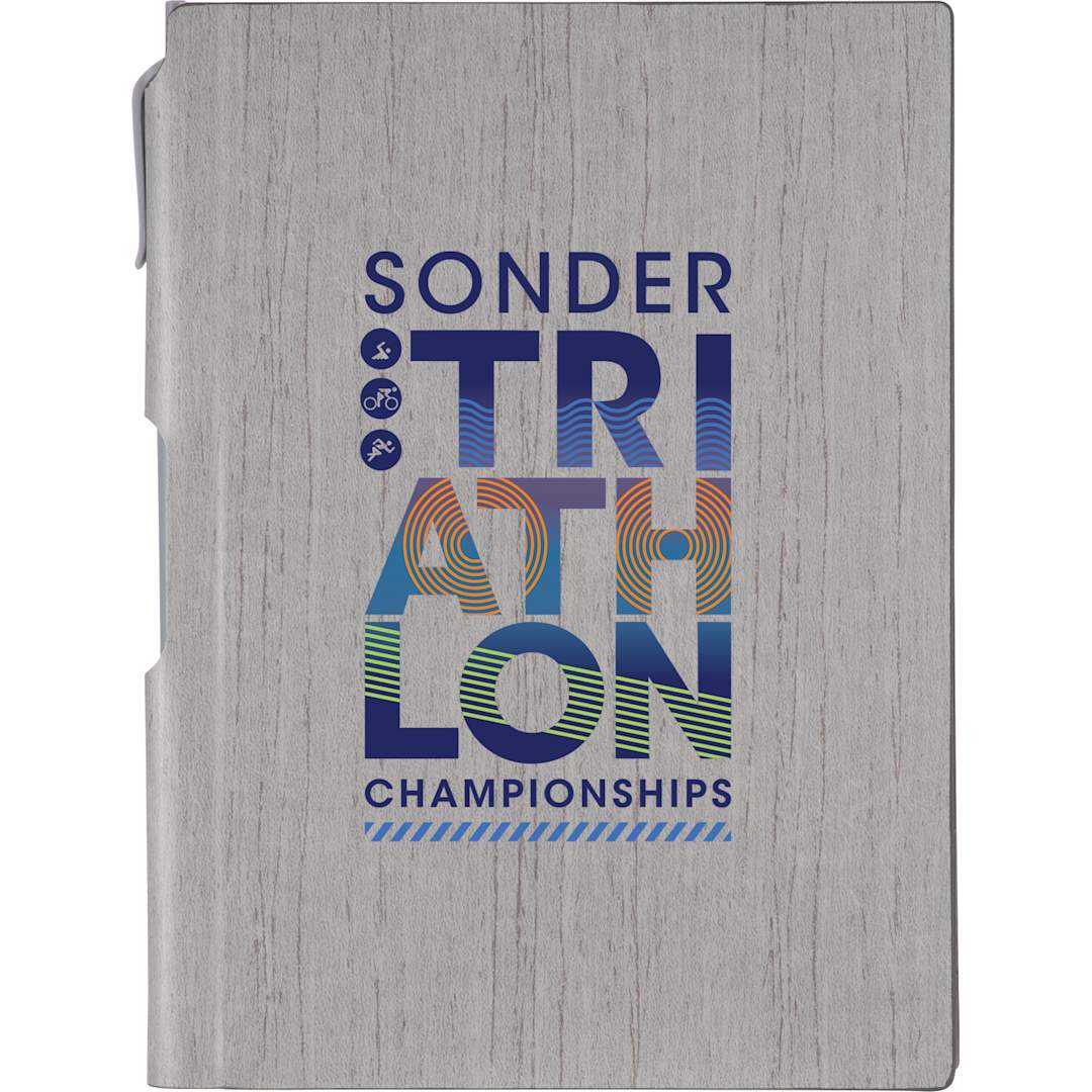 6" x 8.5" Bari Notebook with Pen - SM-3439 Gray