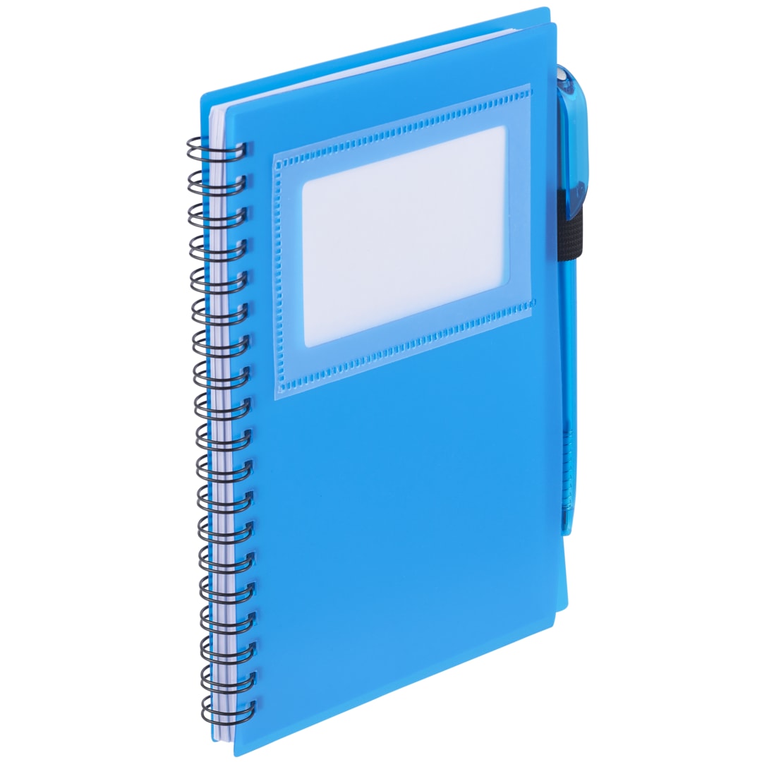 Bullet 5.5" x 7" Star Spiral Notebook w/Pen - SM-3457 Blue