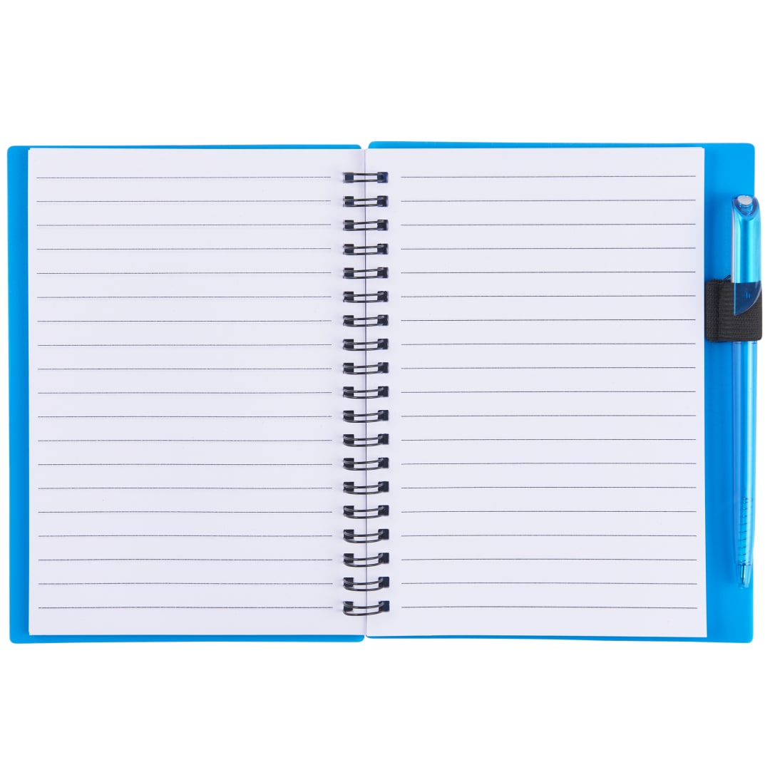 Bullet 5.5" x 7" Star Spiral Notebook w/Pen - SM-3457 Blue