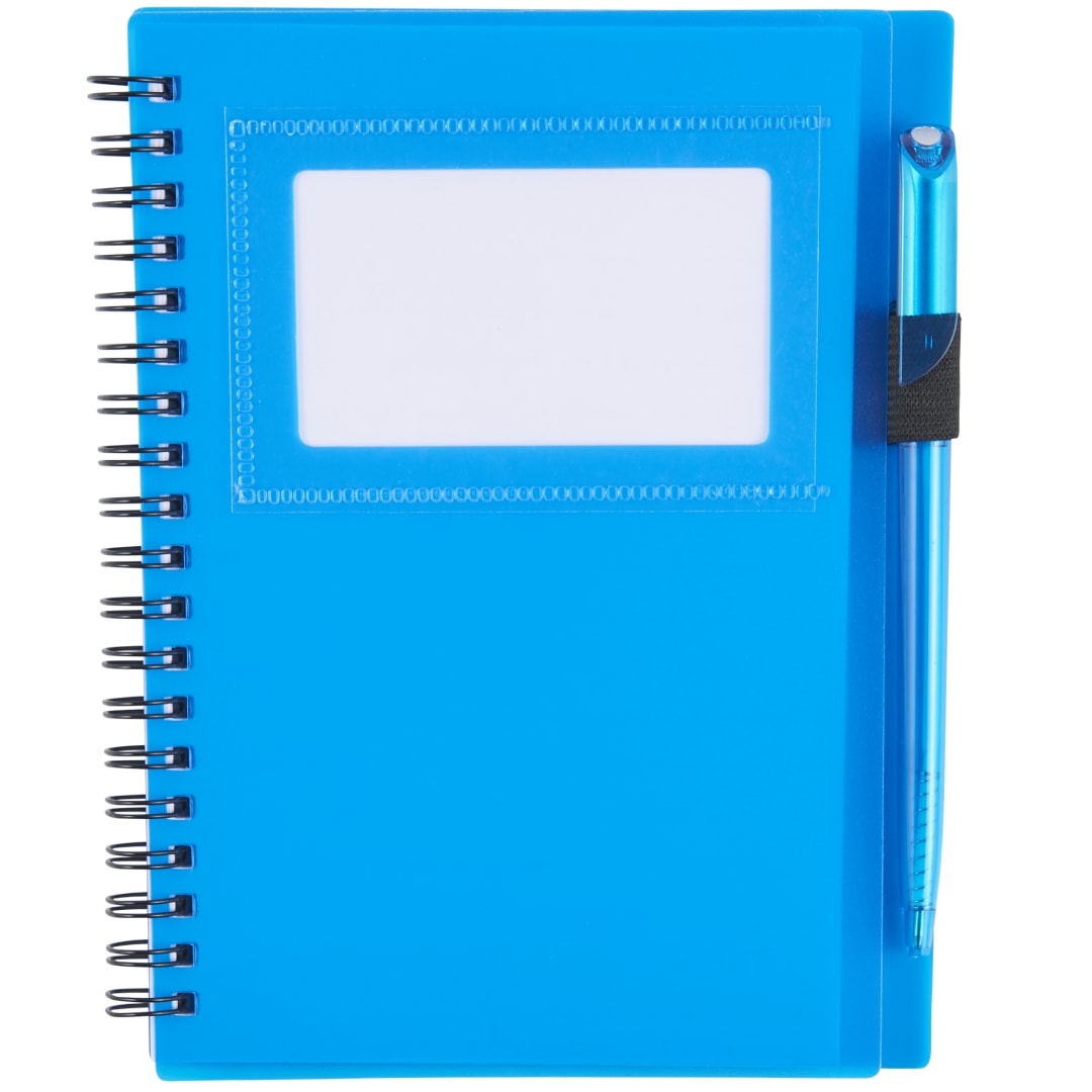 Bullet 5.5" x 7" Star Spiral Notebook w/Pen - SM-3457 Blue