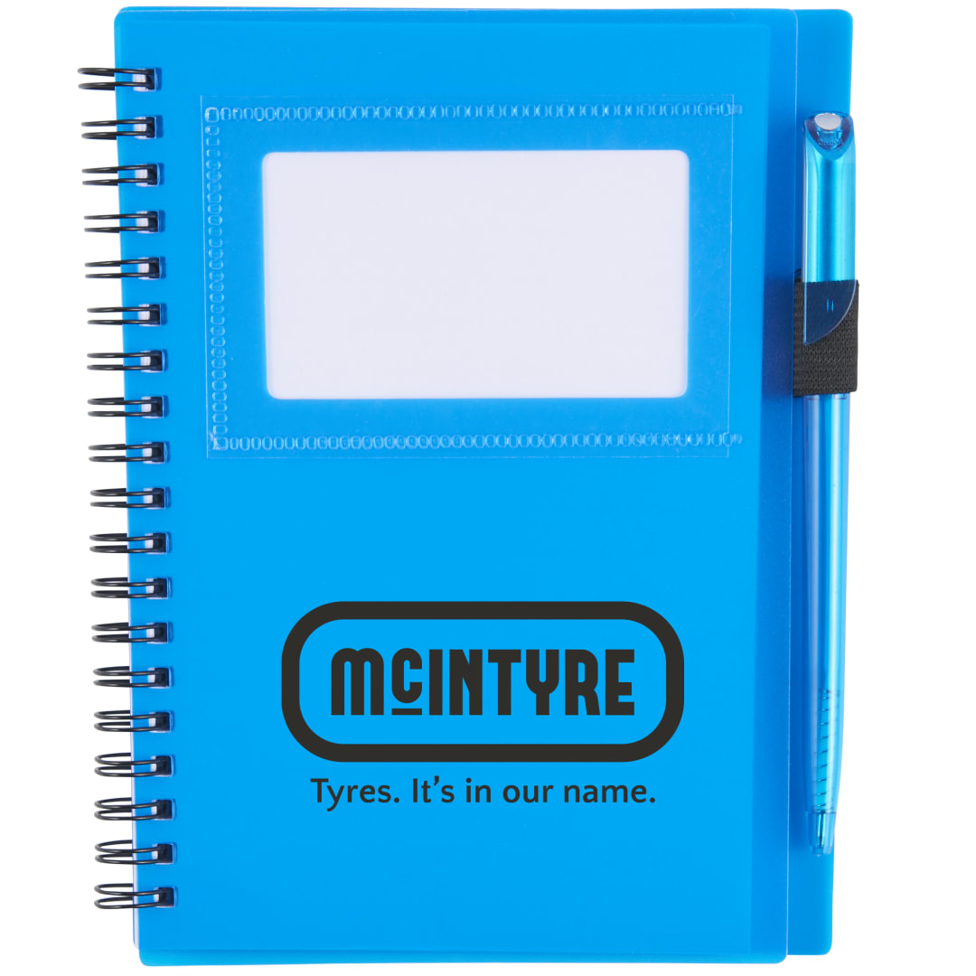 Bullet 5.5" x 7" Star Spiral Notebook w/Pen - SM-3457 Blue