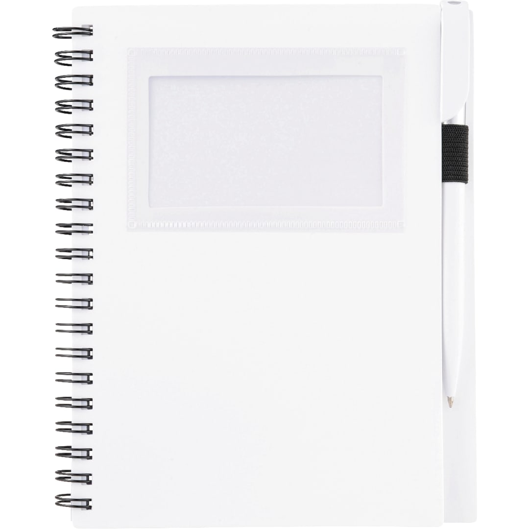 Bullet 5.5" x 7" Star Spiral Notebook w/Pen - SM-3457 White
