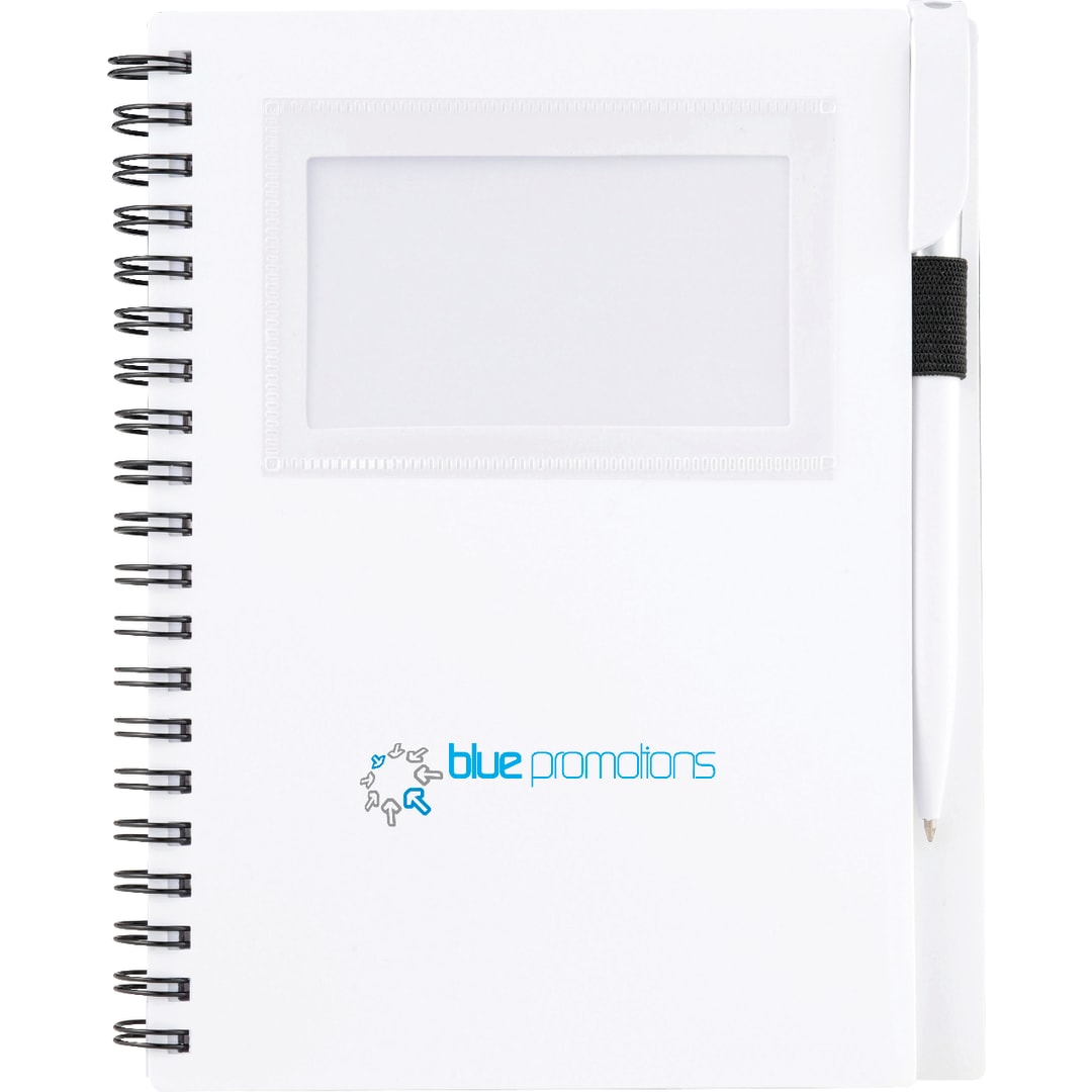 Bullet 5.5" x 7" Star Spiral Notebook w/Pen - SM-3457 White