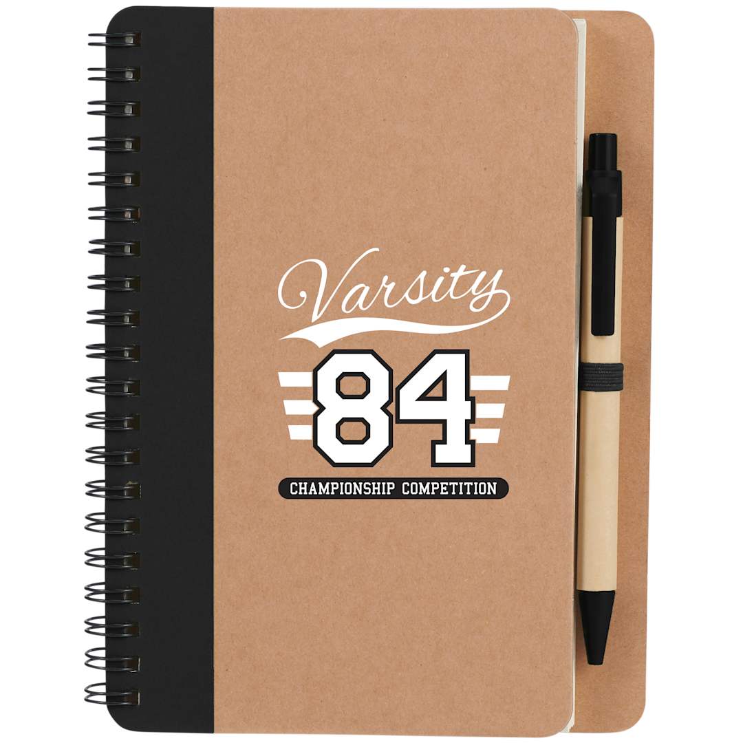 5" x 7" Eco Spiral Notebook with Pen - SM-3468 Black