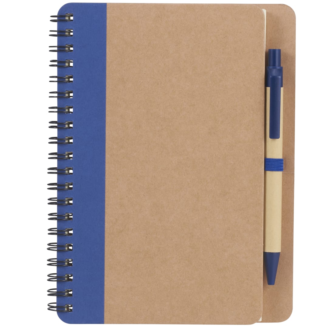 5" x 7" Eco Spiral Notebook with Pen - SM-3468 Blue