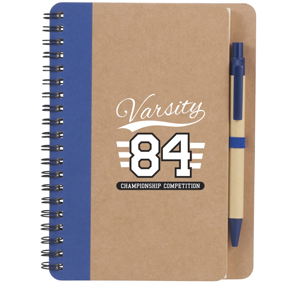 5" x 7" Eco Spiral Notebook with Pen - SM-3468 Blue
