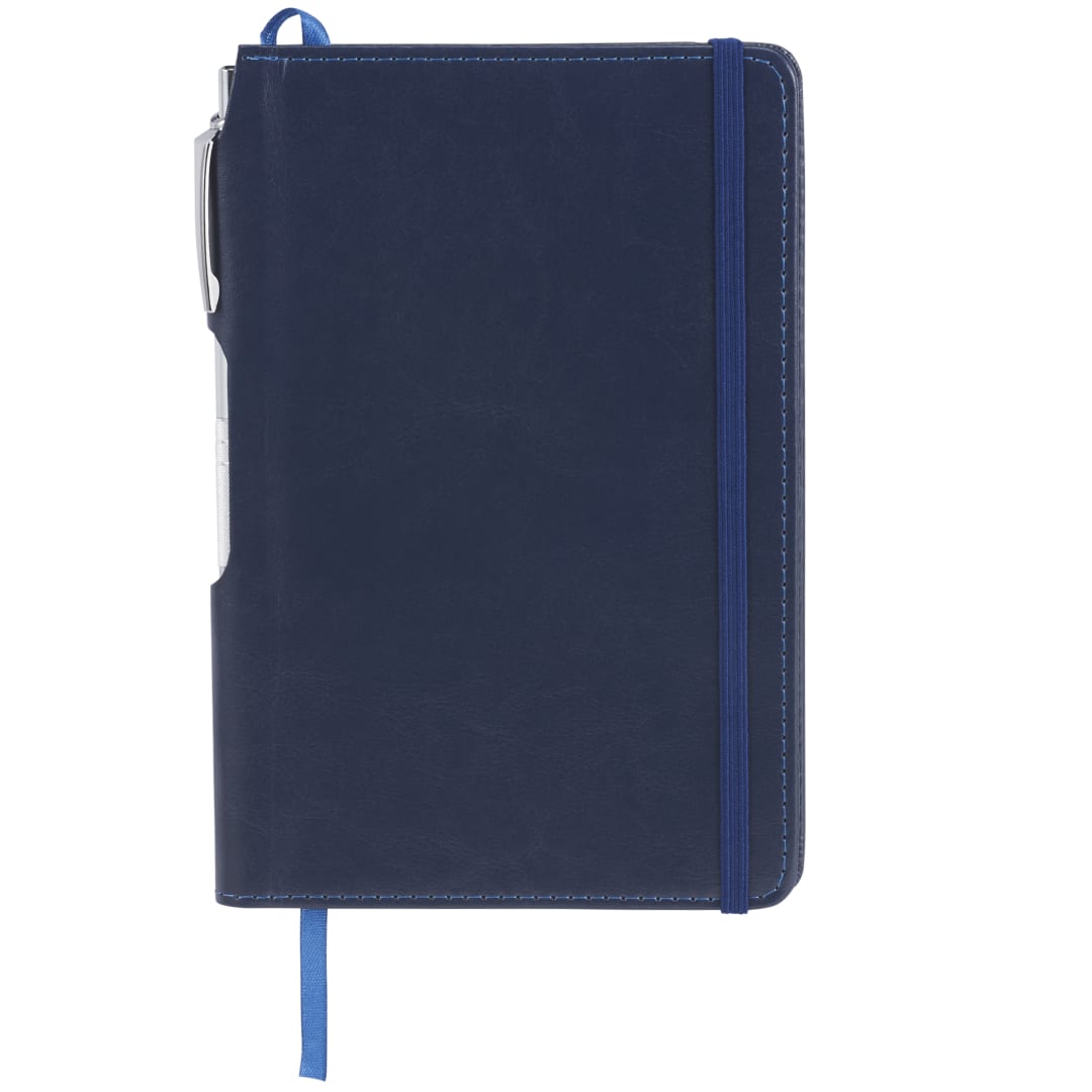 6" x 8.5" Viola Bound Notebook with Pen - SM-3508 Blue