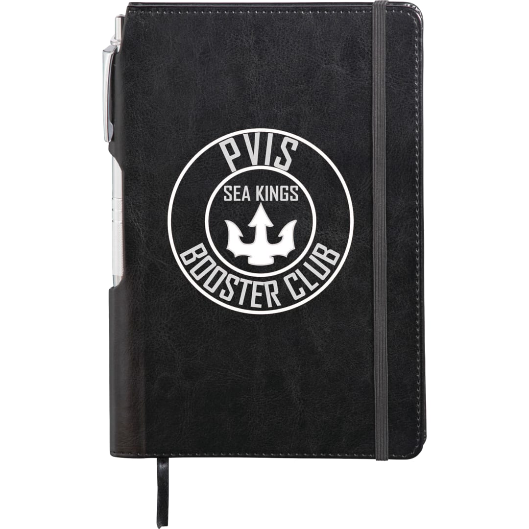 Bullet 6" x 8.5" Viola Bound Notebook with Pen - SM-3508 Black