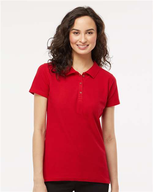 M&O Women's Ringspun Pique Polo - 7600 - 7600M Bright Red
