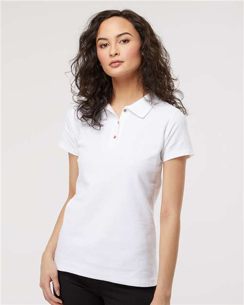 M&O Women's Ringspun Pique Polo - 7600 - 7600M White