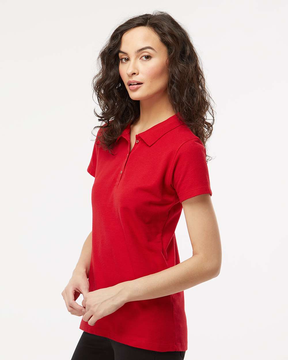 M&O Women's Ringspun Pique Polo - 7600 - 7600M Bright Red