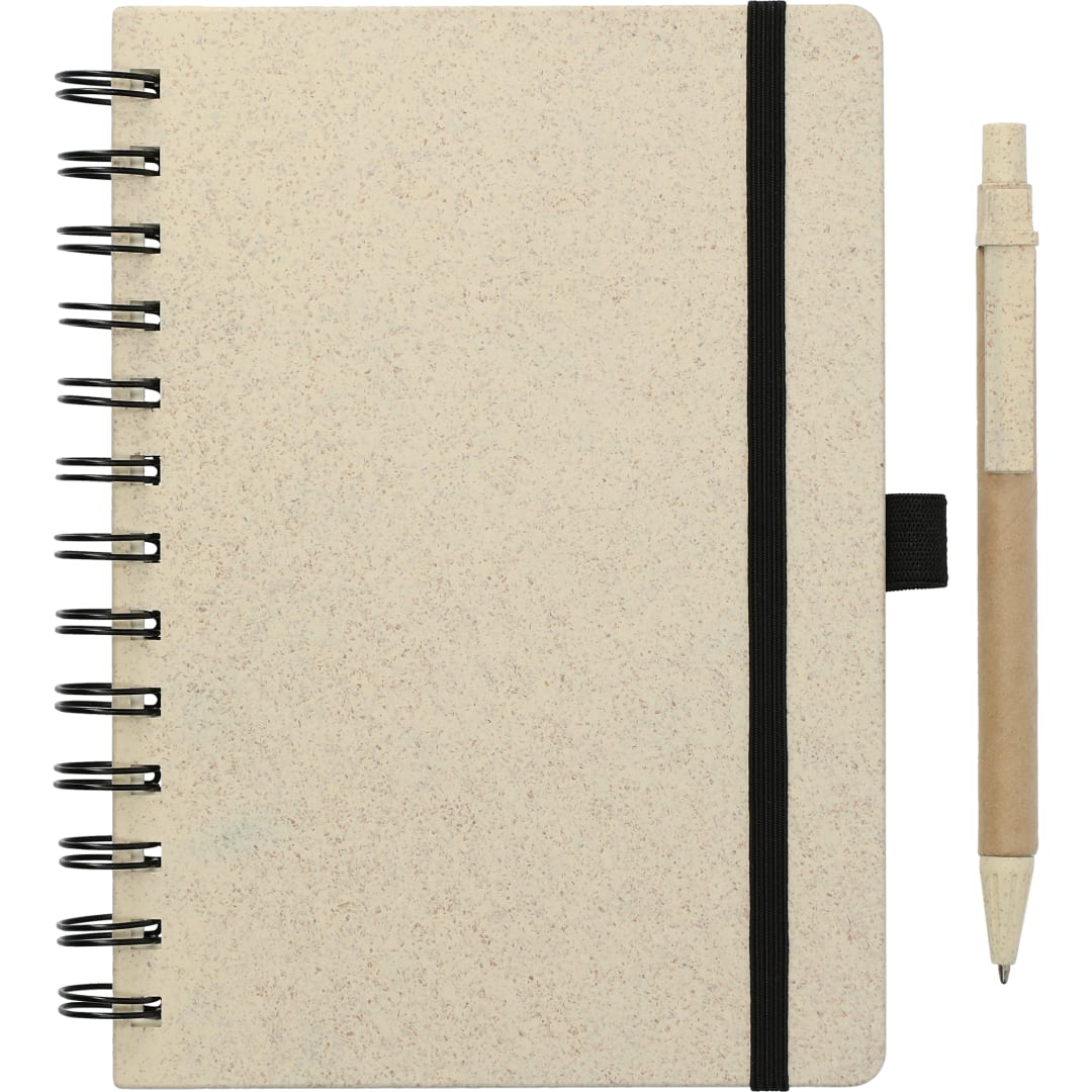 5" x 7" Wheat Straw Notebook With Pen - SM-3583 Tan