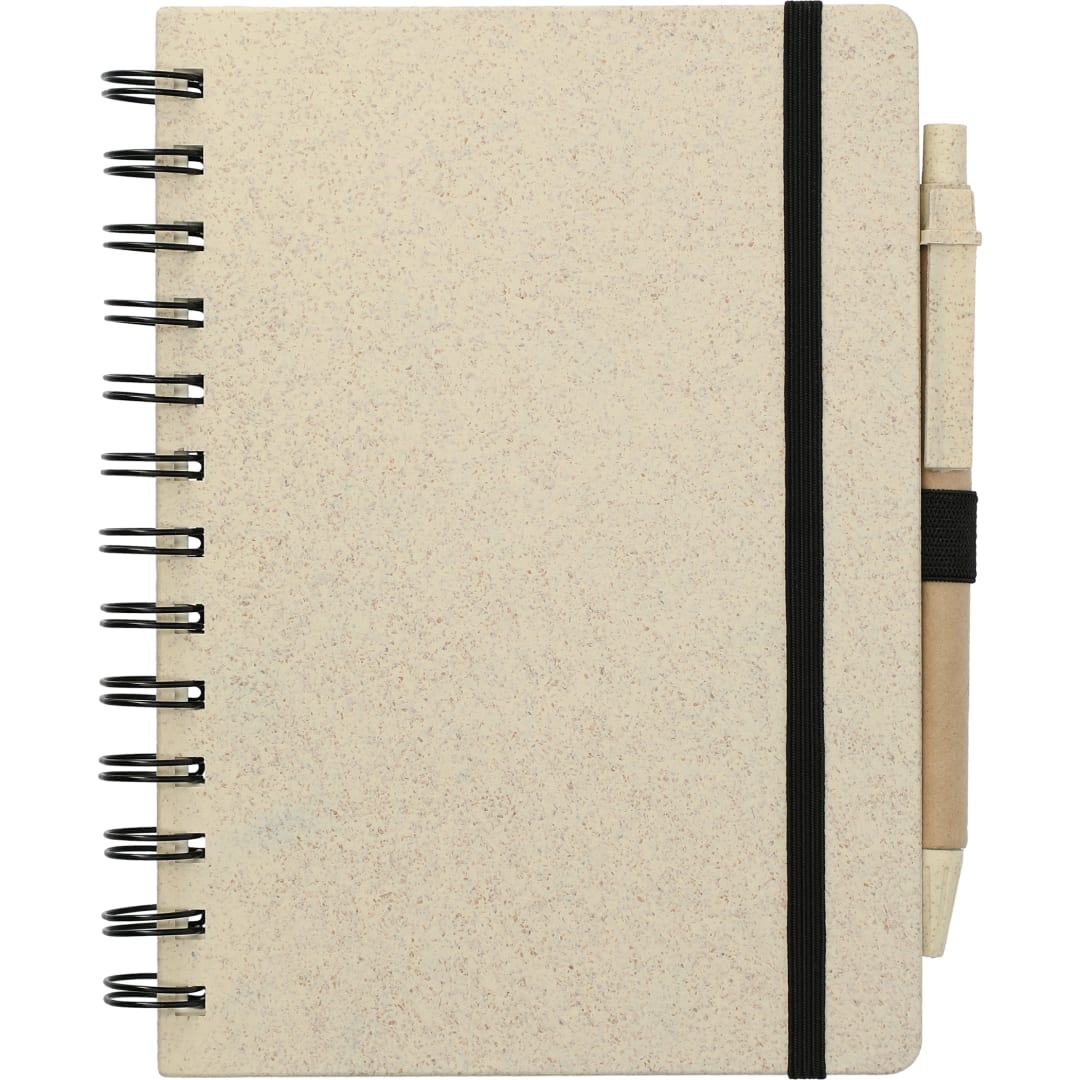 5" x 7" Wheat Straw Notebook With Pen - SM-3583 Tan