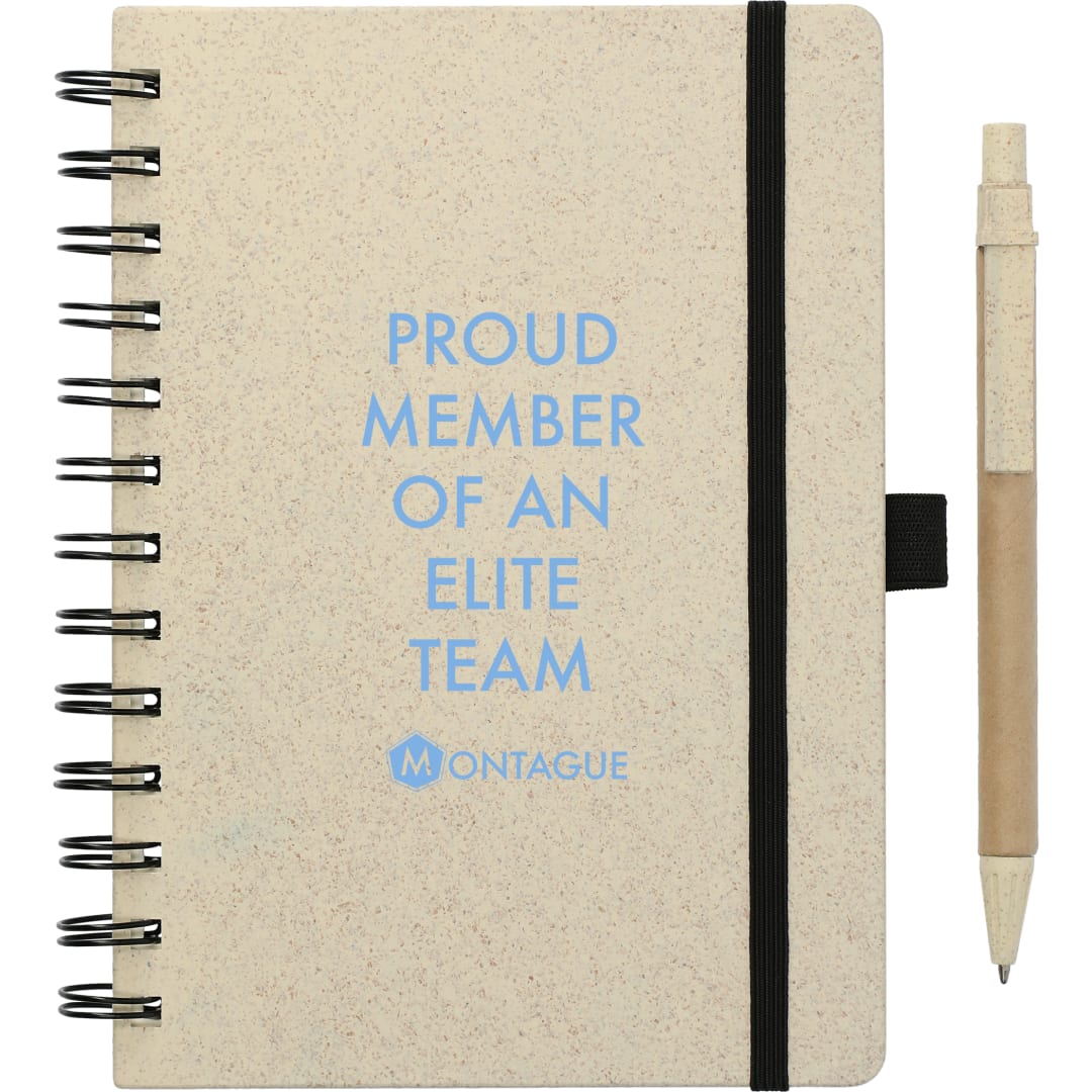 5" x 7" Wheat Straw Notebook With Pen - SM-3583 Tan