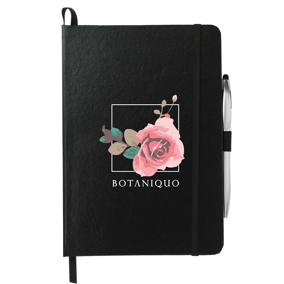 6" x 8.5" Crown Journal with Pen-Stylus - SM-3597 Black