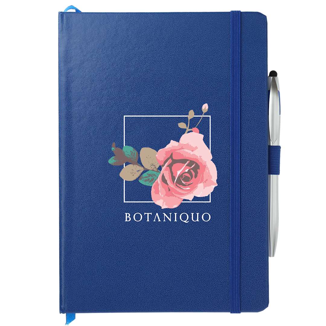 6" x 8.5" Crown Journal with Pen-Stylus - SM-3597 Blue