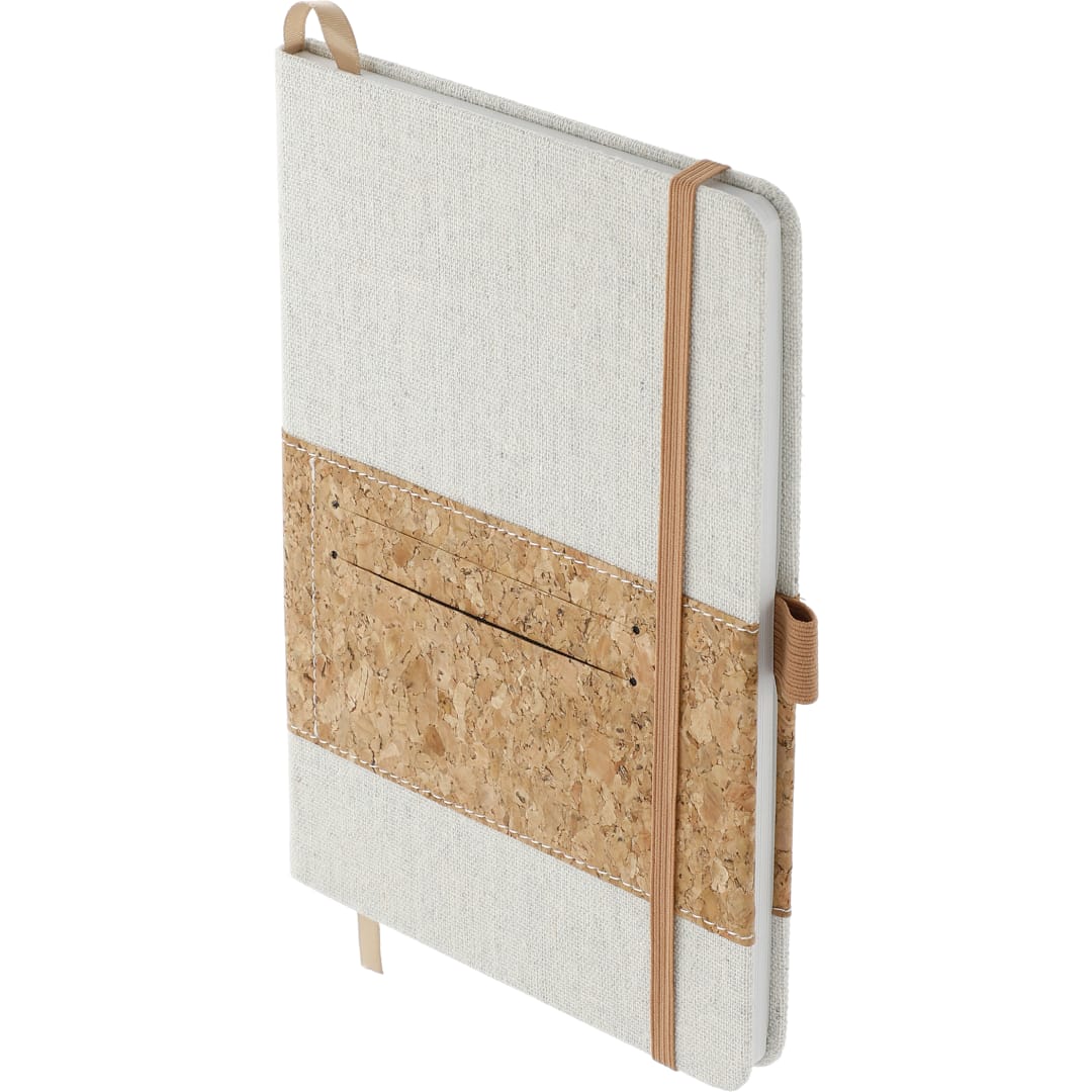 5.5" x 8.5" Recycled Cotton and Cork Bound Noteboo - SM-3646 Natural