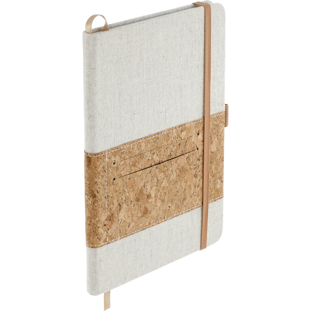 5.5" x 8.5" Recycled Cotton and Cork Bound Noteboo - SM-3646 Natural