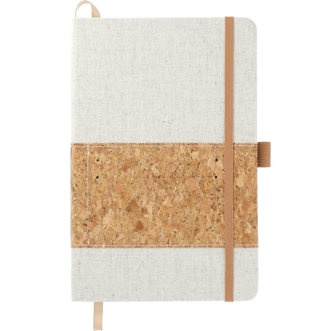 5.5" x 8.5" Recycled Cotton and Cork Bound Noteboo - SM-3646 Natural