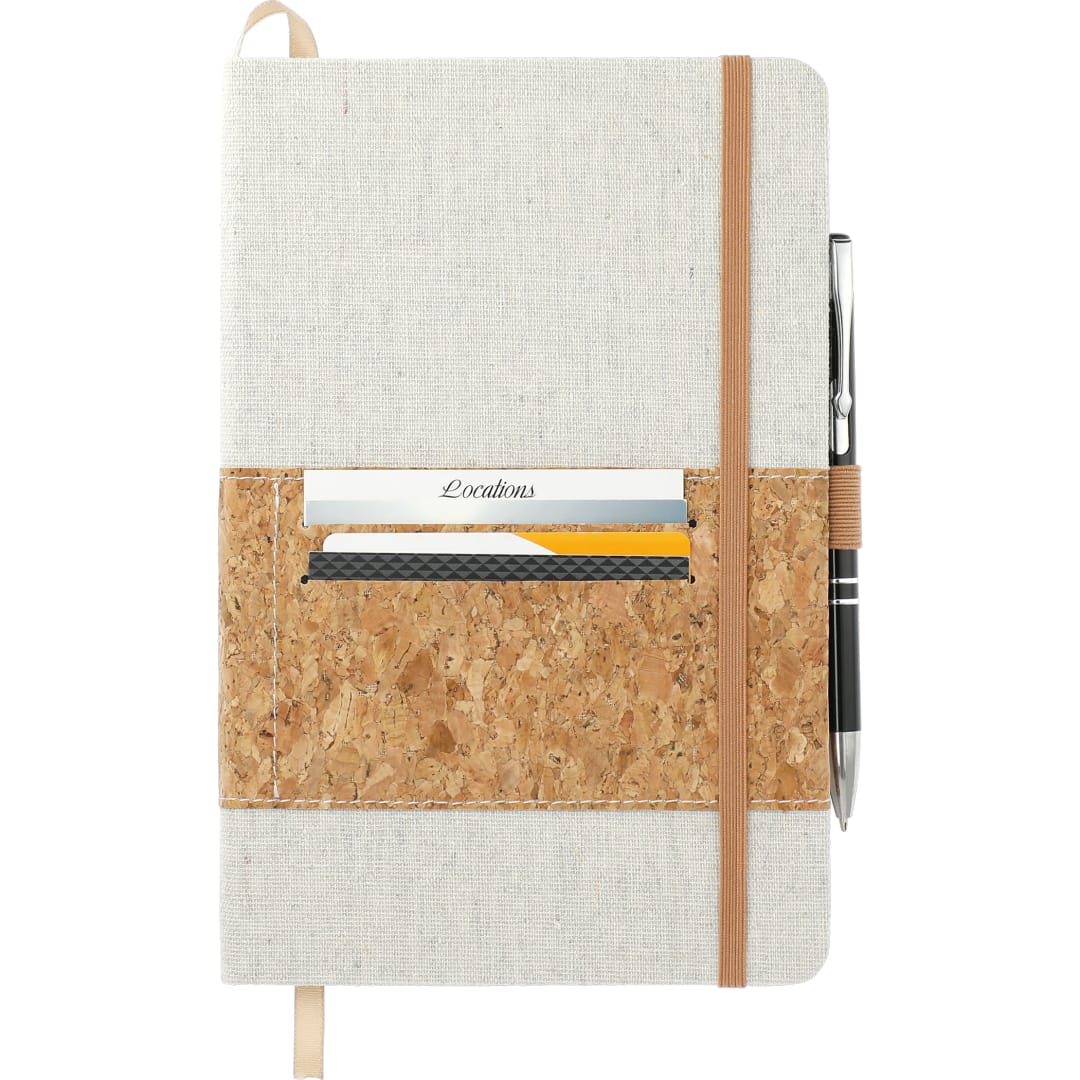 5.5" x 8.5" Recycled Cotton and Cork Bound Noteboo - SM-3646 Natural
