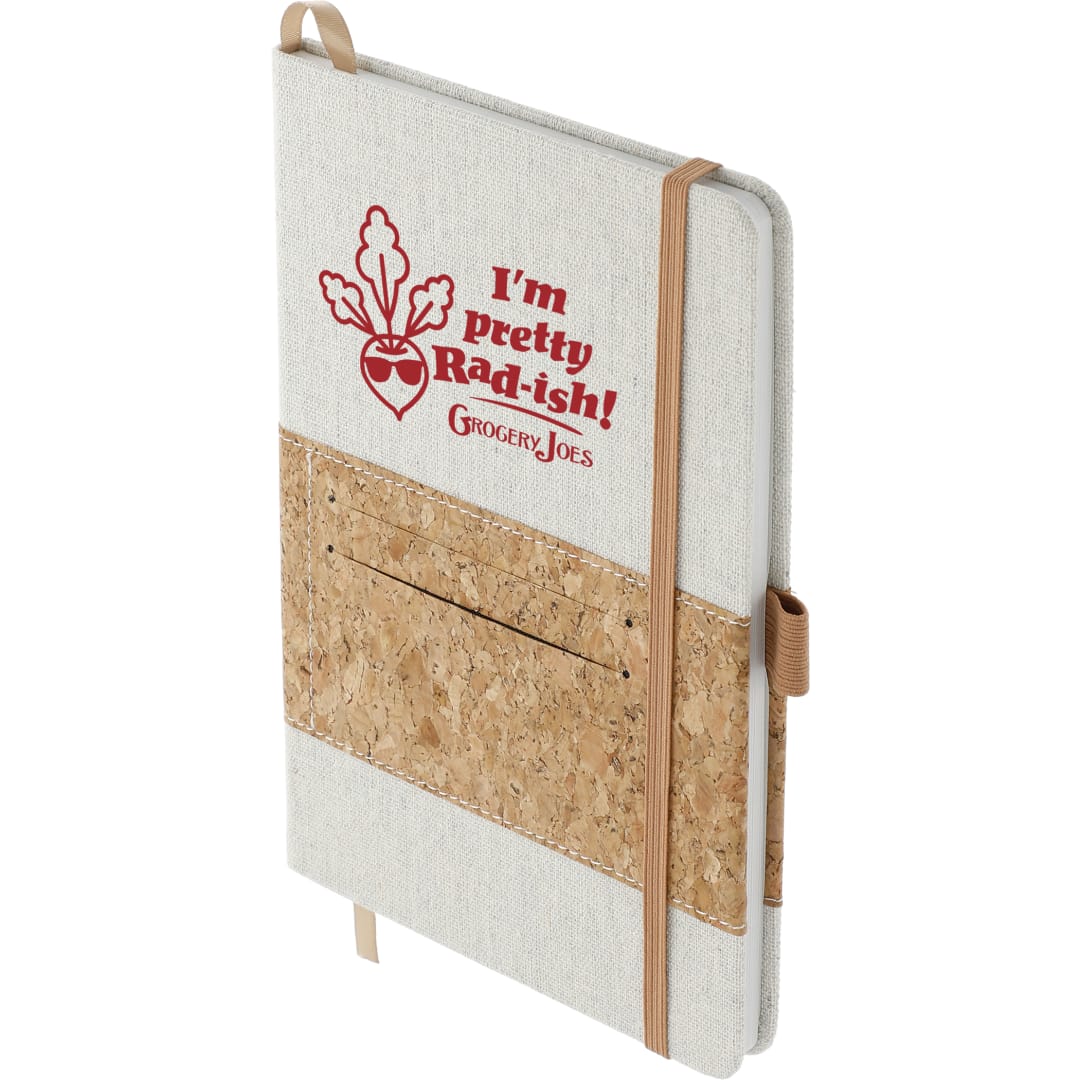 5.5" x 8.5" Recycled Cotton and Cork Bound Noteboo - SM-3646 Natural