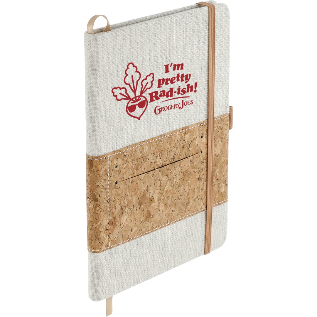 5.5" x 8.5" Recycled Cotton and Cork Bound Noteboo - SM-3646 Natural