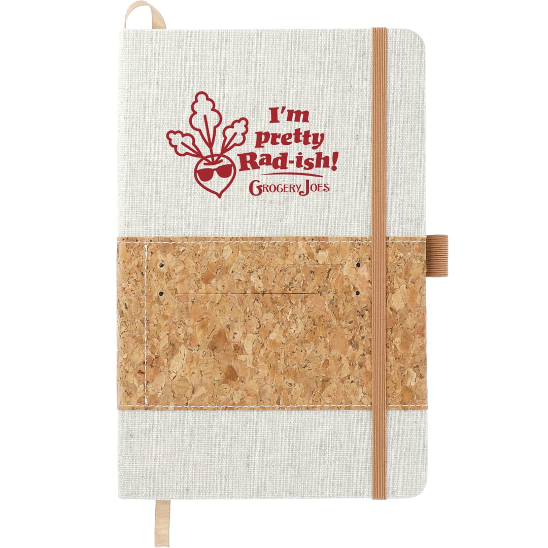 5.5" x 8.5" Recycled Cotton and Cork Bound Noteboo - SM-3646 Natural