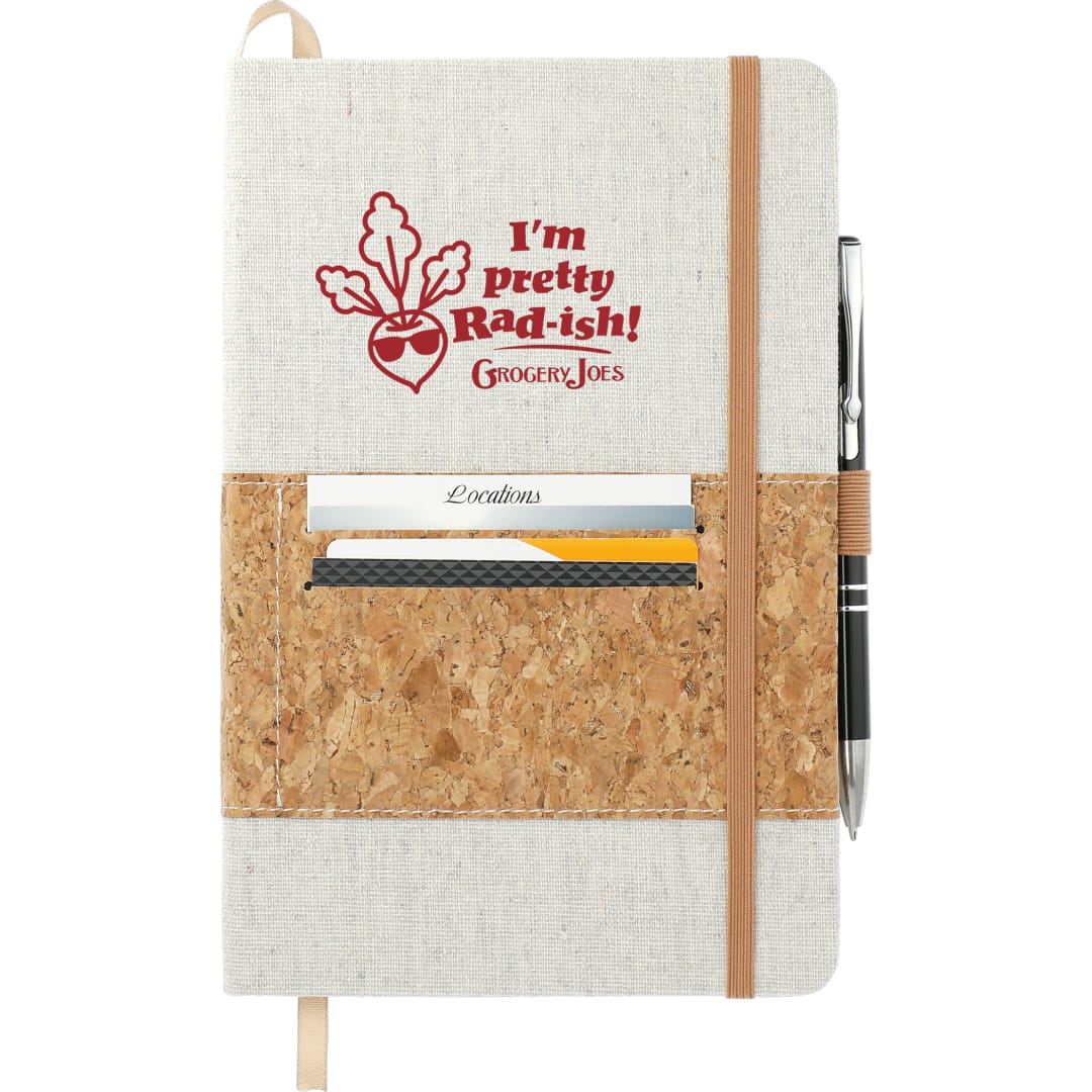 5.5" x 8.5" Recycled Cotton and Cork Bound Noteboo - SM-3646 Natural